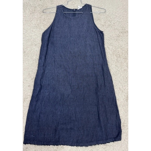 Garnet Hill Dresses & Skirts - Garnet Hill Linen Sleeveless A Line Dress Raw Hem Pockets Women's 4 Minimalist